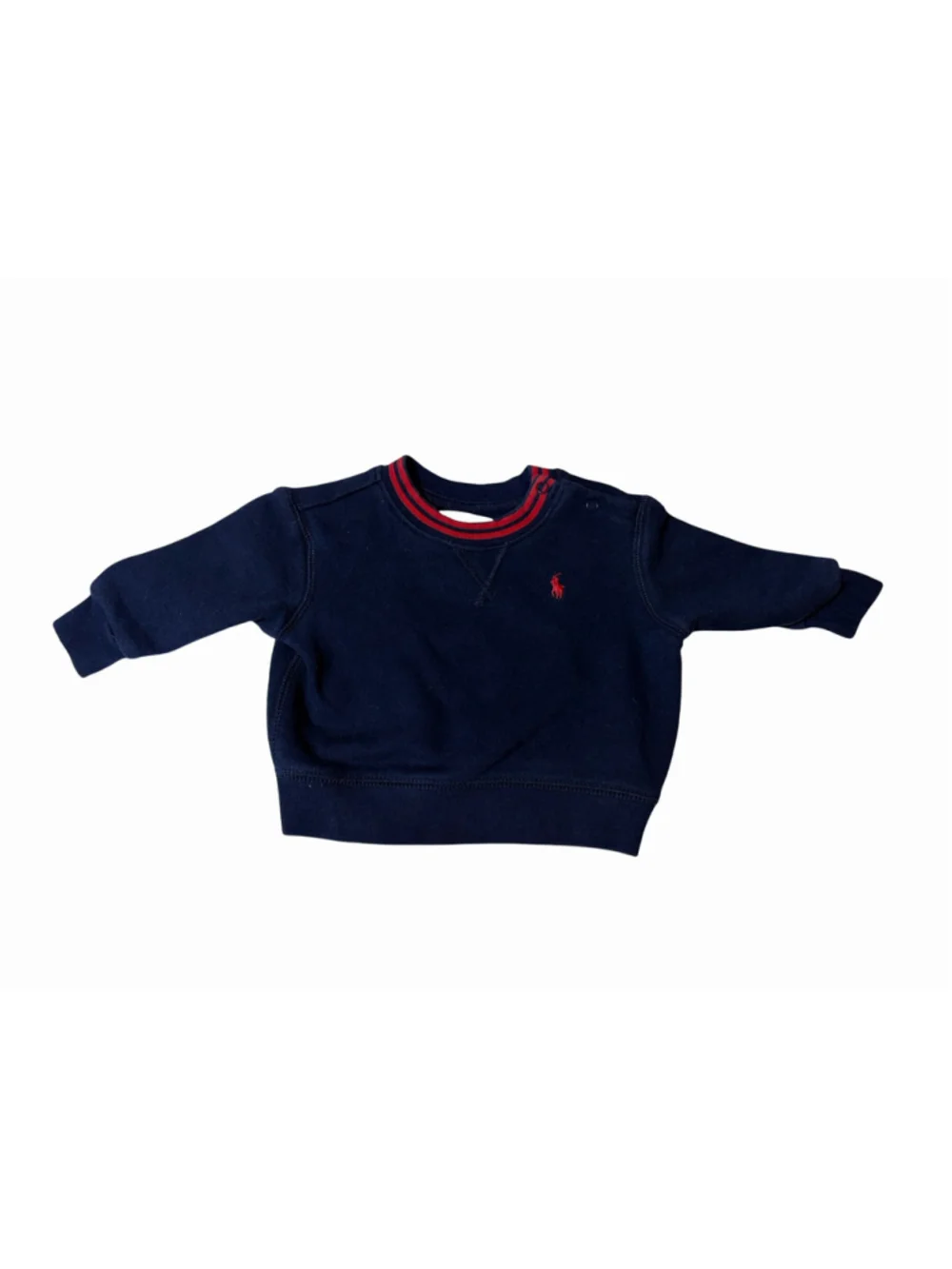 Ralph Lauren Baby Navy Crewneck Sweatshirt Red Pony Logo 6M Cotton Fleece